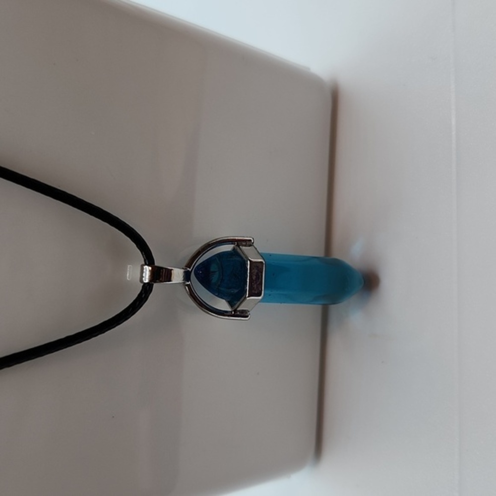 Chakra Healing Natural Crystal Hexagonal‎ Point Pendant Necklace Aquamarine